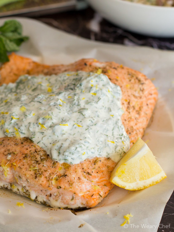Yogurt Sauces For Fish
 Baked Salmon with Herbed Yogurt Sauce The Weary Chef