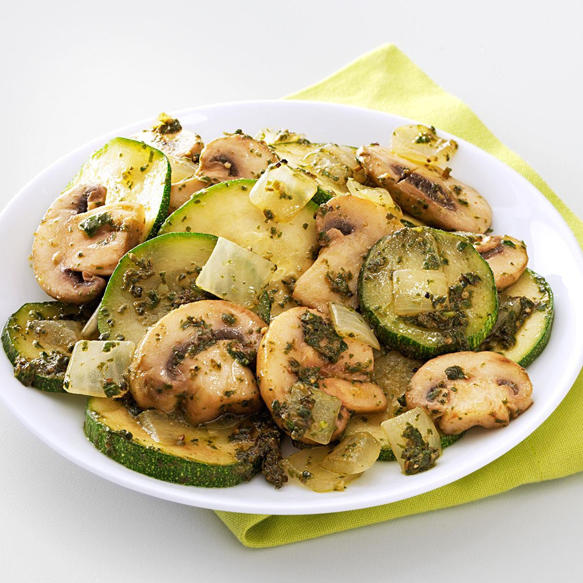 Zucchini And Mushrooms
 Mushroom & Zucchini Pesto Saute Recipe