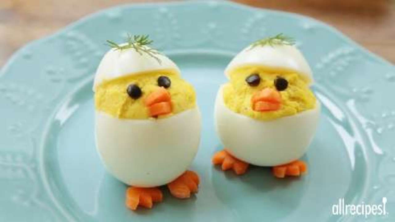 Chick Deviled Eggs
 Easter Chick Deviled Eggs Video Allrecipes