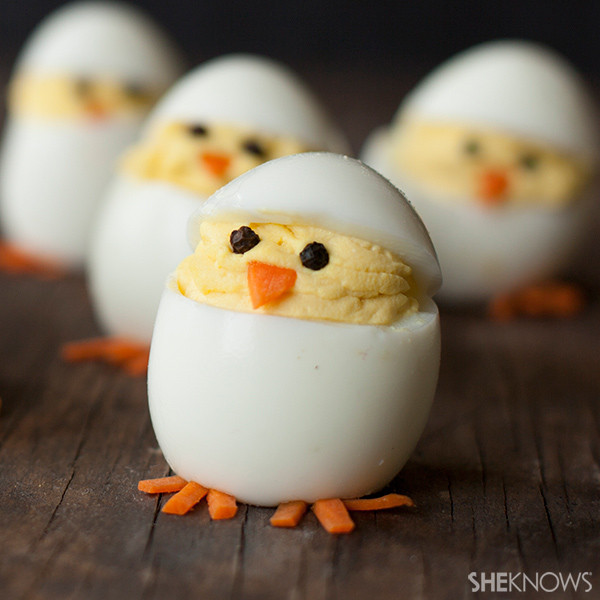 Chick Deviled Eggs
 Turn deviled eggs into adorable hatching chicks