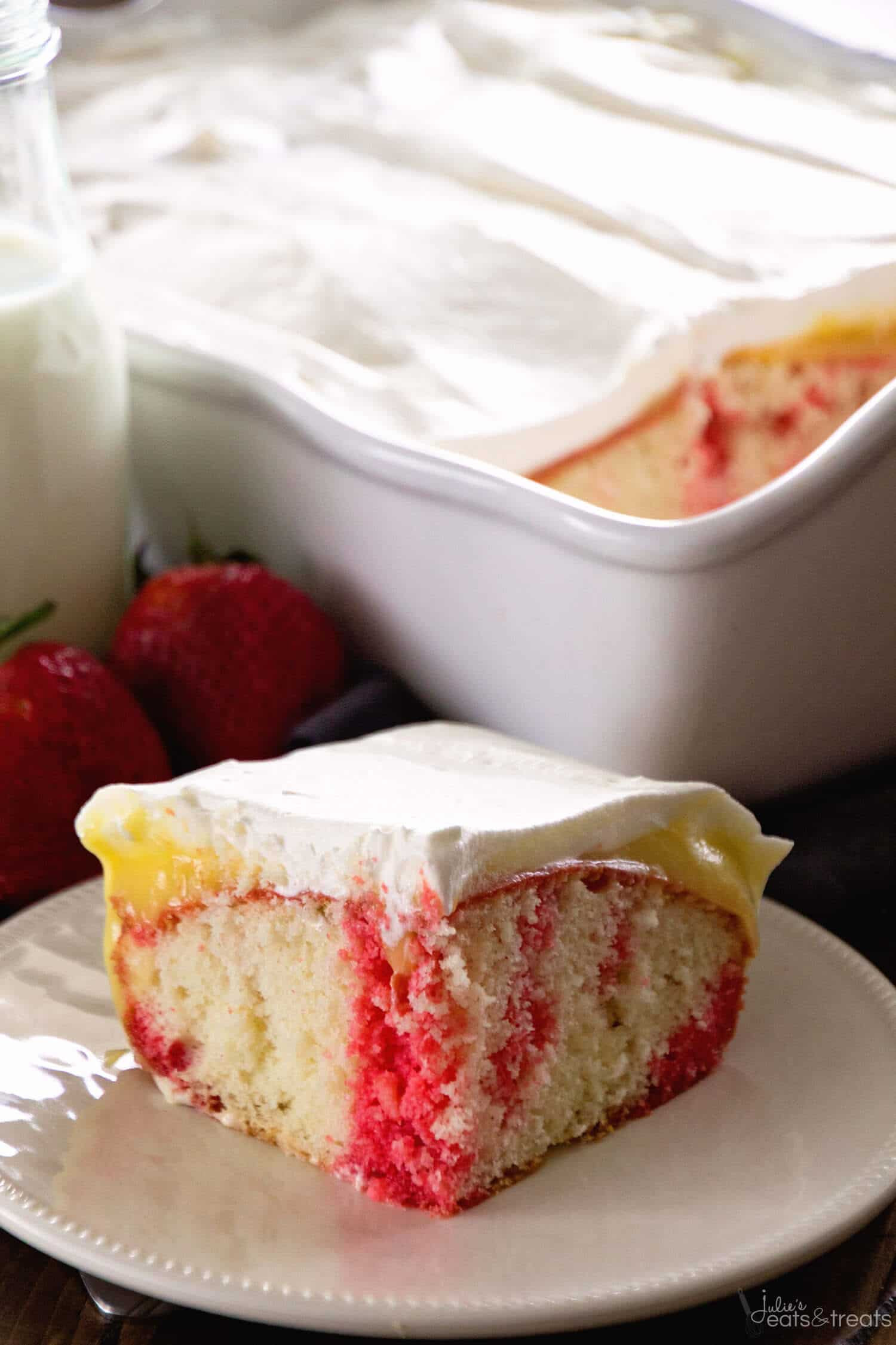 Easy Strawberry Desserts Cool Whip
 Strawberry Vanilla Poke Cake Julie s Eats & Treats