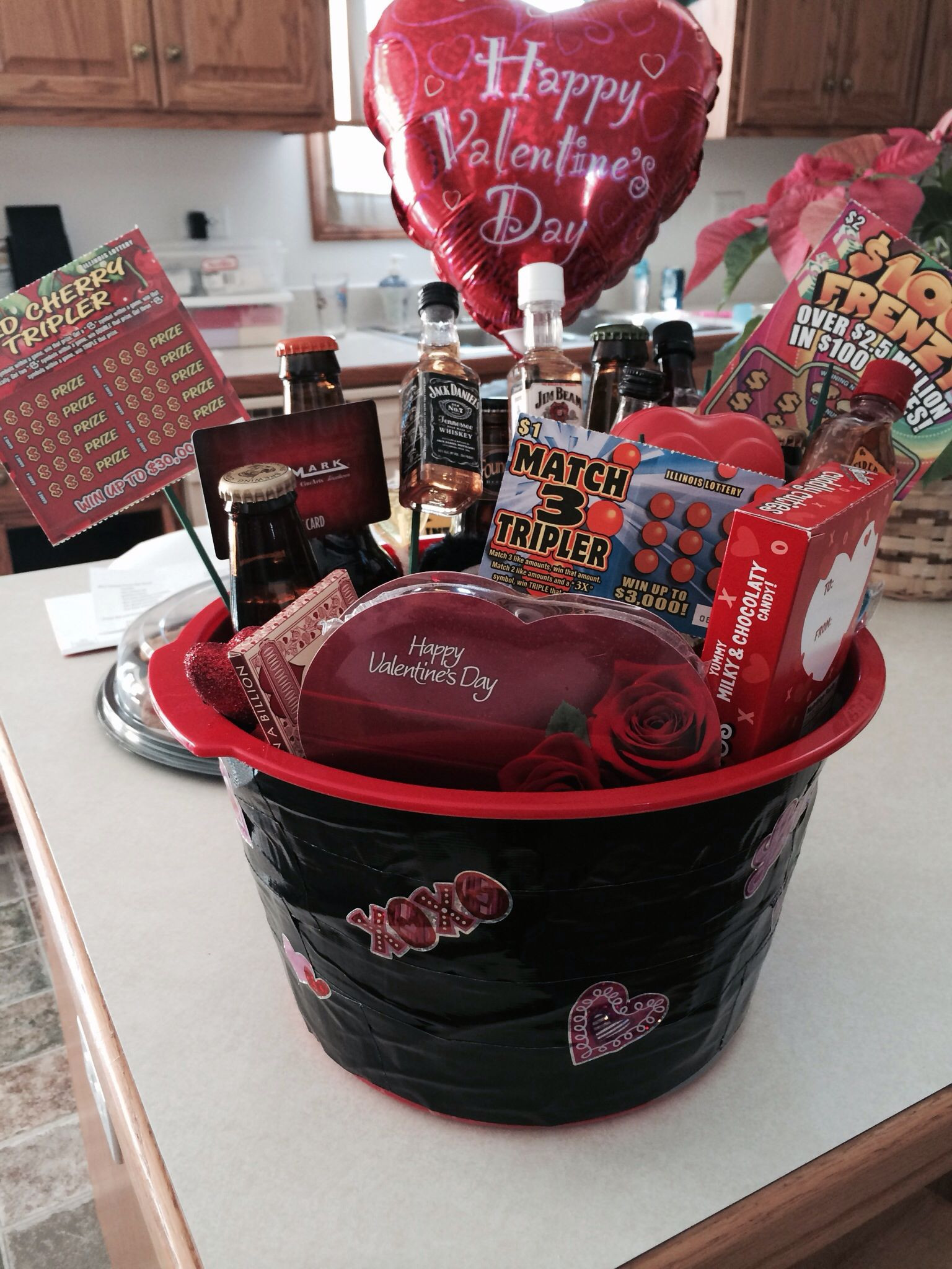 Cute Valentine Gift Ideas For Him
 Valentines day basket for him I used 6 IPA beers