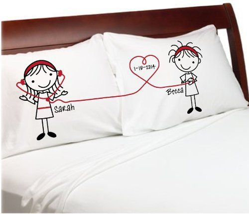 Gay Valentine Gift Ideas
 Listen to My Heart Lesbian Couple Gift Pillowcases White
