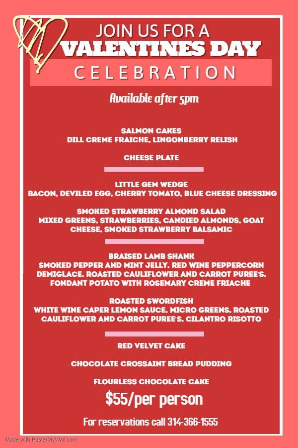 Valentine Day Dinner Menu
 Celebrate Valentine s Day with a special four course