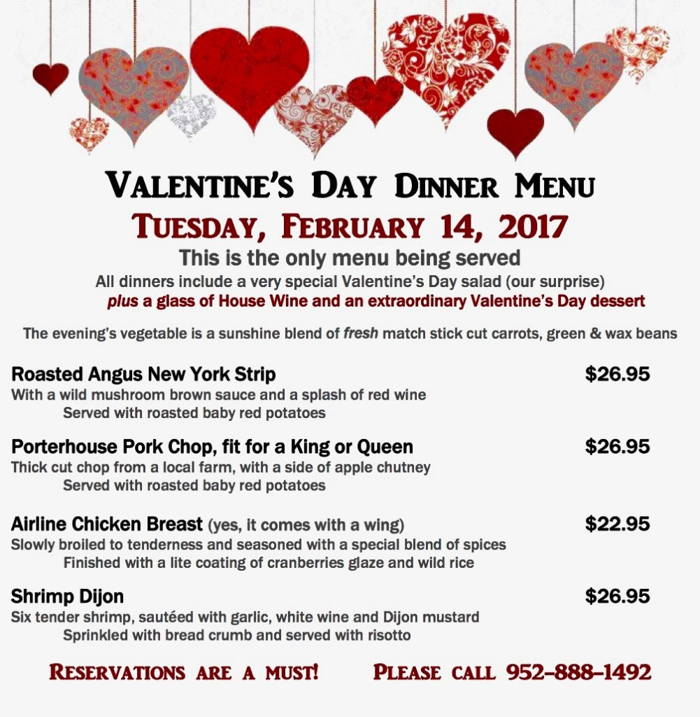Valentine Day Dinner Menus
 Valentine s Day Dinner Special Bloomington Event Center