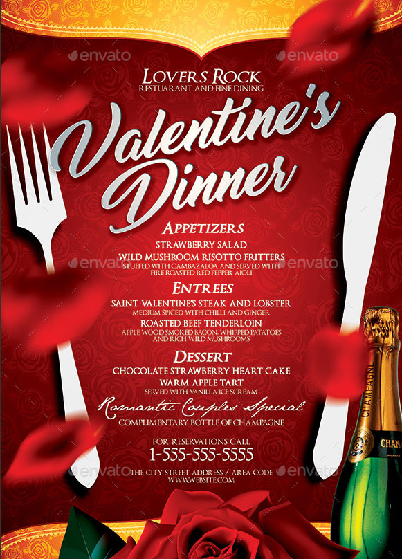 Valentine Day Dinner Restaurant
 Valentine s Day Menu Templates 10 Menu Design in PSD