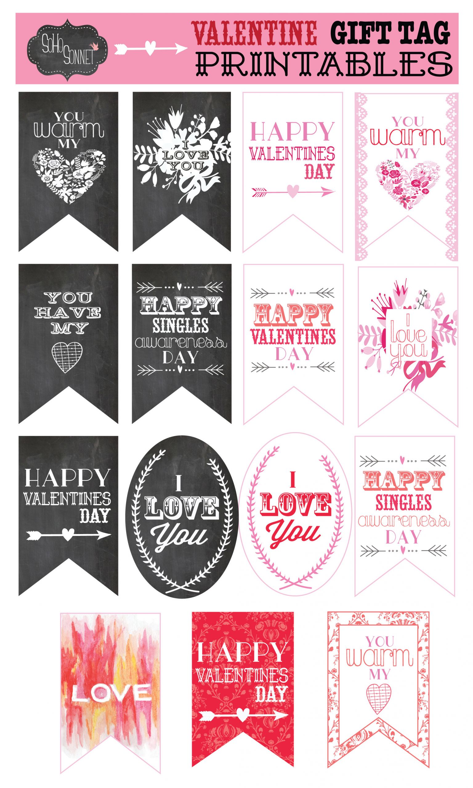 Valentine Gift Tag Ideas
 Free Valentine Gift Tag Printables SohoSonnet Creative