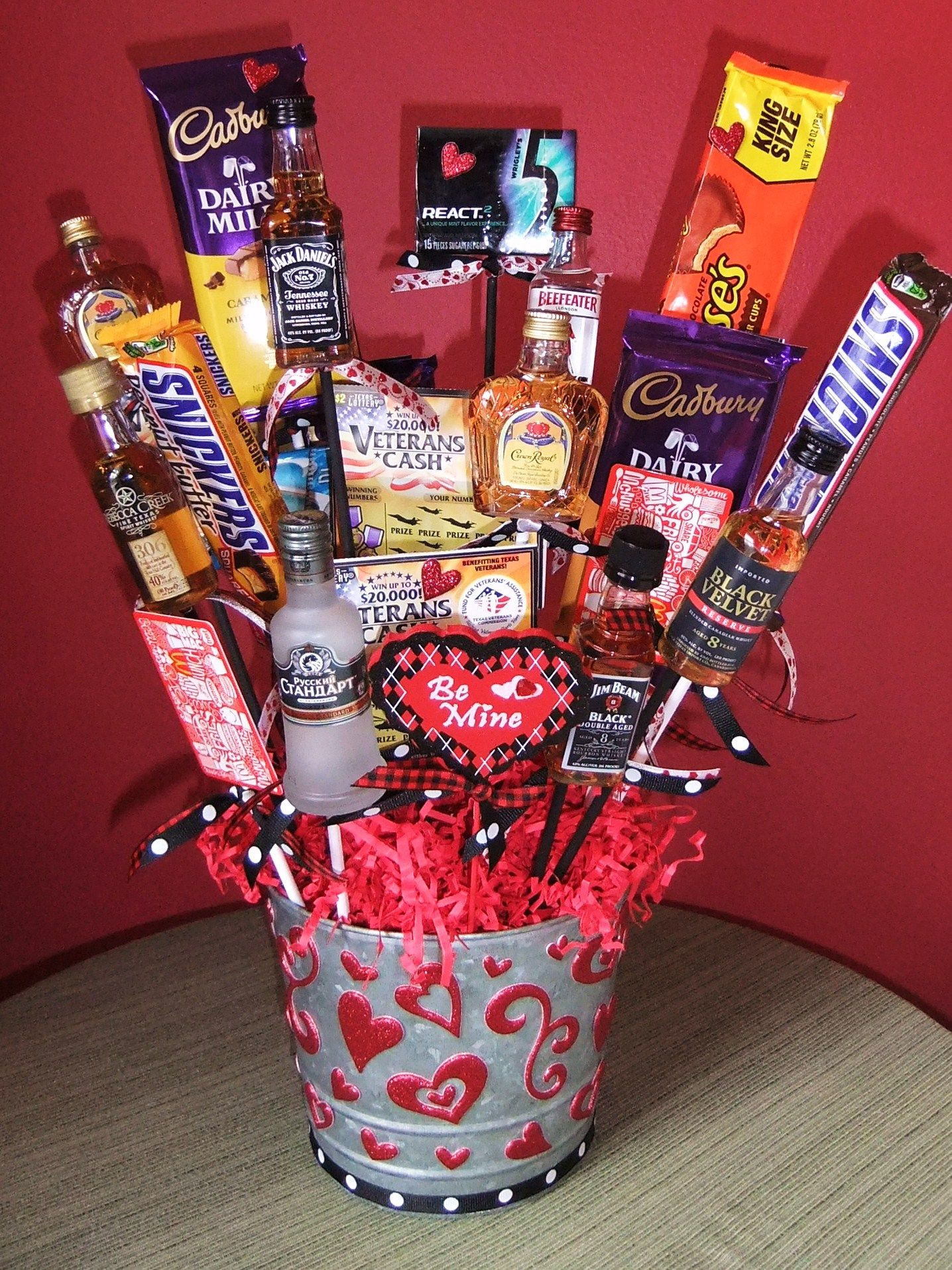 Valentines Candy Gift Ideas
 Valentine s Day man bouquet liquor chocolate t