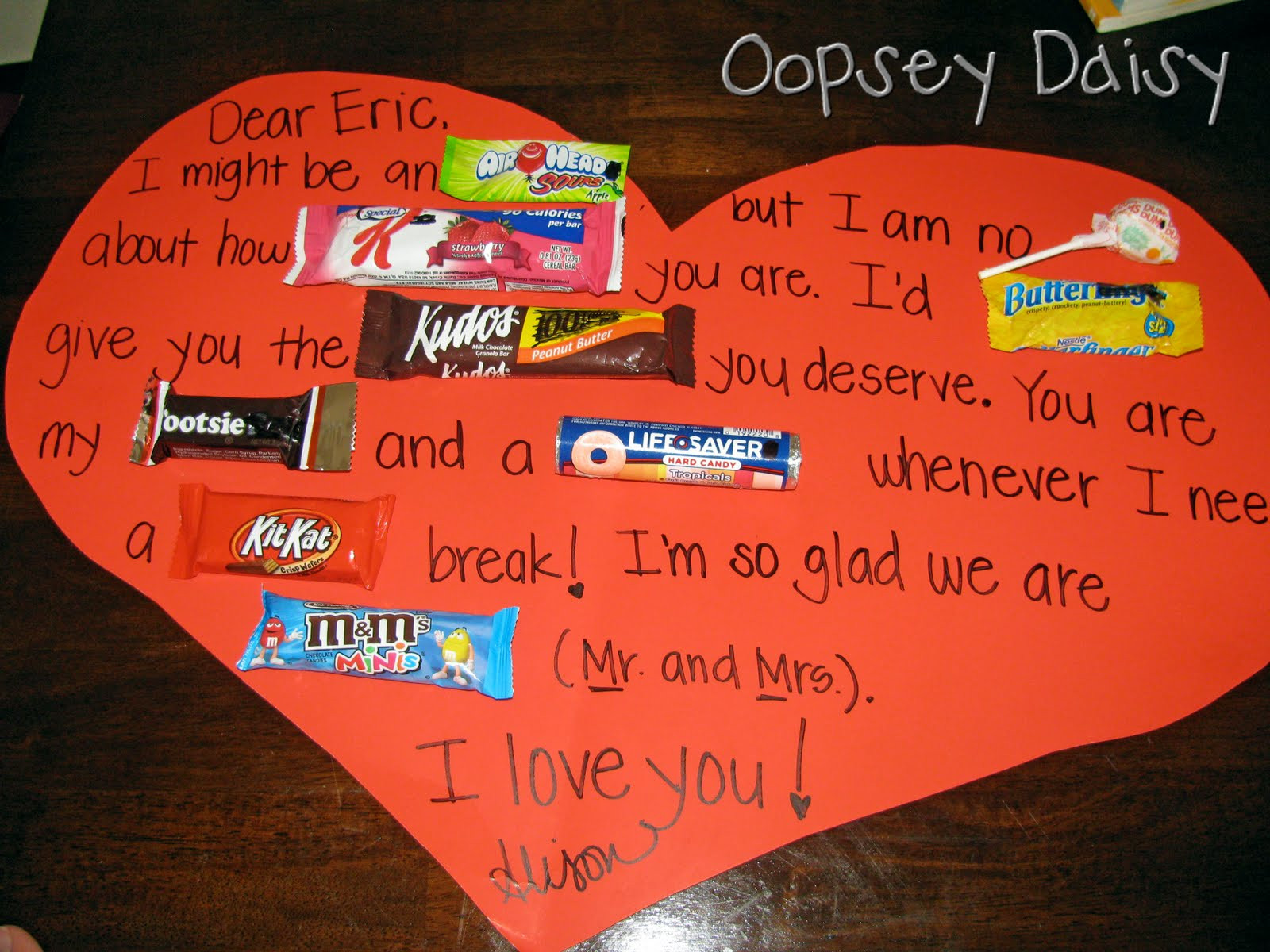 Valentines Day Candy Card
 The 25 Days of Love Fun Day 20 Valentine Candy Grams