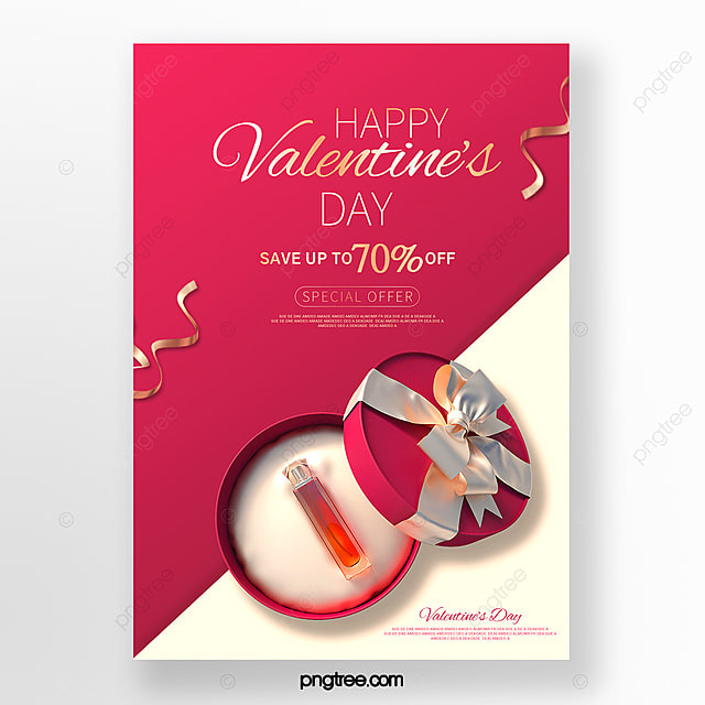 Valentines Day Gift Package
 Red Yellow Valentines Day Gift Box Promotion Poster