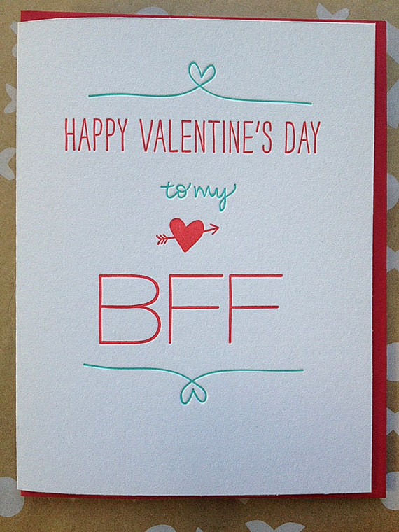 Valentines Day Ideas For Best Friends
 Best Friend Valentine Card Letterpress Valentine for BFF