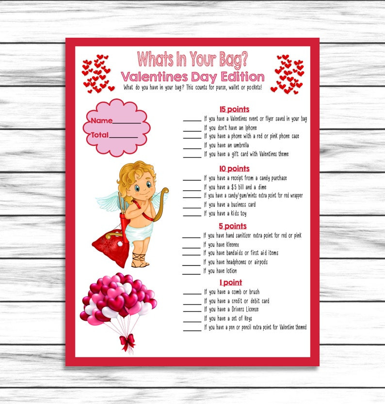 Valentines Day Party Names
 Valentines Day Game Whats In Your Bag Valentine Party Game
