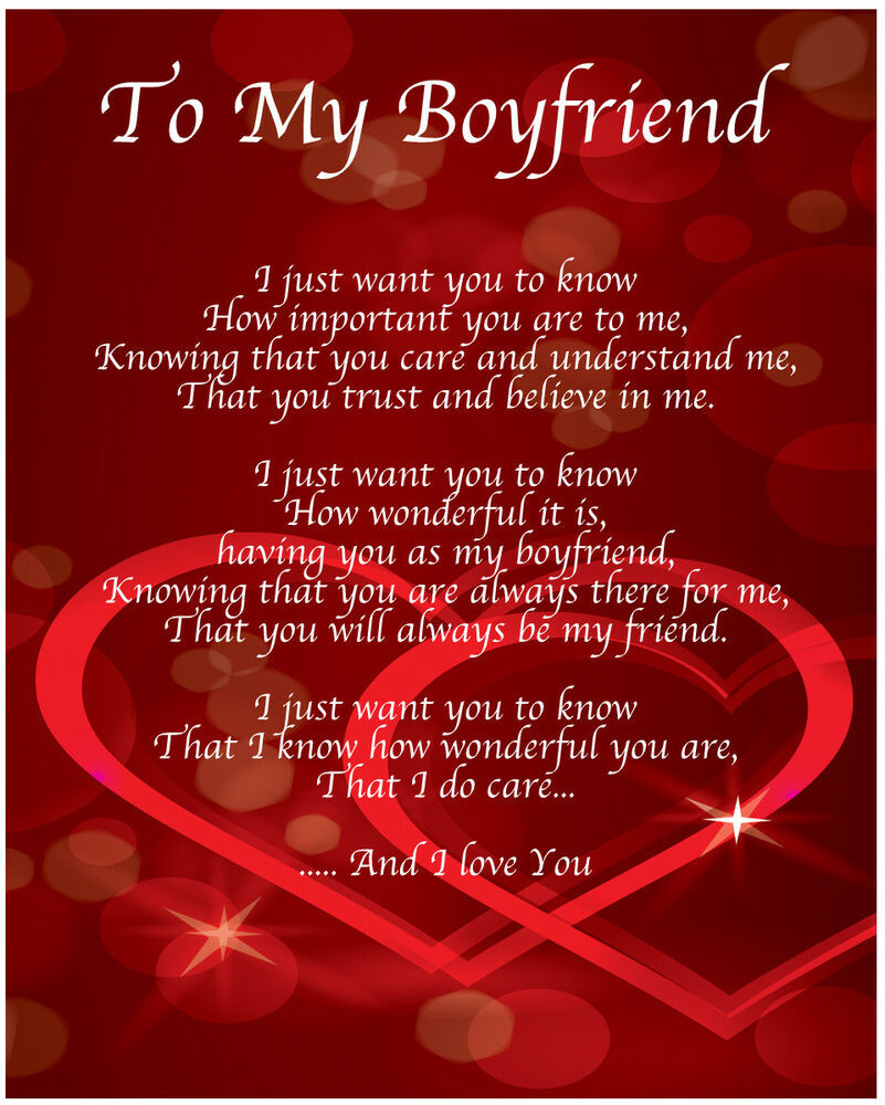 Valentines Day Quotes For Boyfriends
 To My Boyfriend Poem Birthday Valentines Day Gift Present